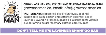 Grown Ass Man Co. Solid Shampoo Bar – 3-in-1 Hair, Beard & Body Wash, Lavender, 4oz (3-Pack)