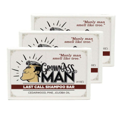 Grown Ass Man Co. Solid Shampoo Bar 3-in-1: Hair, Beard & Body – Plastic-Free, Natural & Organic, 4oz (Last Call, 3-Pack)