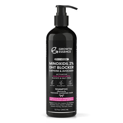 Growth Essence Minoxidil Shampoo for Women – 2% Regrowth Formula with Biotin, Caffeine & DHT Blockers