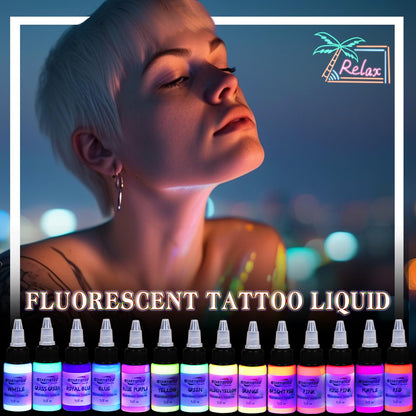 GTARTISTOO 14 Color Tattoo Ink Set (15ml) – UV Glow & High-Pigment Inks