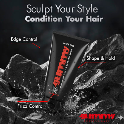 Gummy Professional Hair Gel for Men and Women – Strong Hold Styling Gel with Shine and Conditioning – 150ml