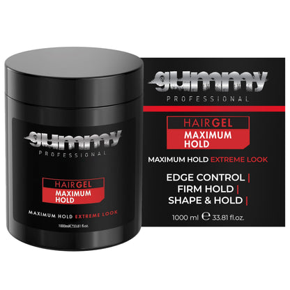 Gummy Professional Hair Gel 1000ml – Strong Hold for Slick Back, Curls, Braids