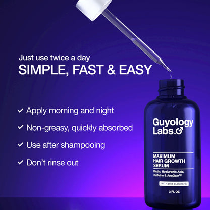 Guyology Labs Hair Growth Serum – 4% AnaGain™, Biotin & Caffeine | Dermatologist Recommended