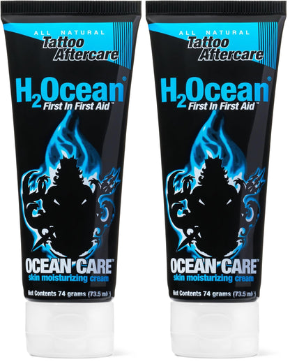 H2Ocean Ocean Care Tattoo Aftercare Lotion 2.5 oz – Fragrance Free & Dye Free (Pack of 2)