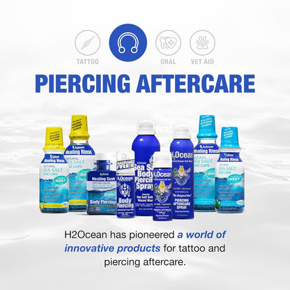 H2Ocean Piercing Aftercare Spray – Sea Salt Healing for Piercings, 1.5 oz (Pack of 2)
