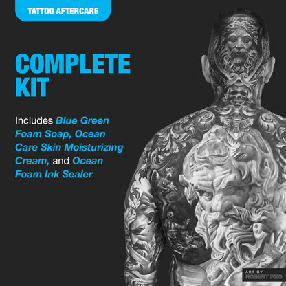 H2Ocean Ultimate Tattoo Aftercare Kit — 3-Step Water-Based Regimen (Soap, Cream, Foam)