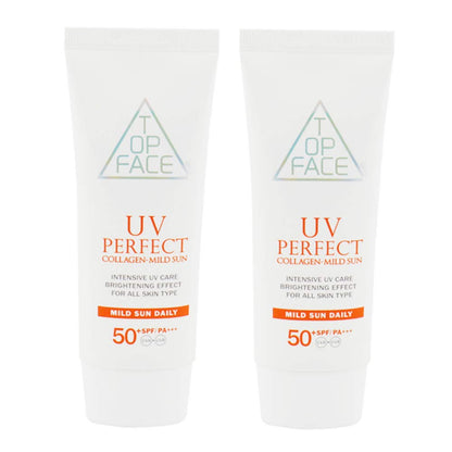 Hackerdom arraTOPFACE UV Perfect Collagen-Mild Sun SPF50+/PA+++ 70ml x2 – Physical Sunscreen for Sensitive Skin
