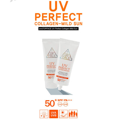 Hackerdom arraTOPFACE UV Perfect Collagen-Mild Sun SPF50+/PA+++ 70ml x2 – Physical Sunscreen for Sensitive Skin
