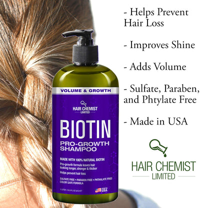 Hair Chemist Biotin Pro-Growth Shampoo 33.8 oz – Strengthen, Thicken & Support Hair Growth