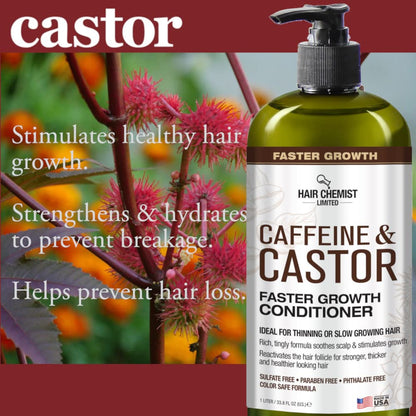 Hair Chemist Caffeine & Castor Faster Growth Conditioner 33.8 oz | Hydrating Hair Conditioner