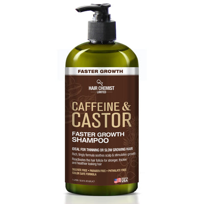 Hair Chemist Caffeine & Castor Faster Growth Shampoo 33.8 oz – Sulfate-Free Hair Growth Shampoo