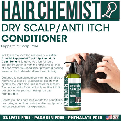 Hair Chemist Conditioner | Dry Scalp & Anti-Itch Peppermint, 33.8 oz, Paraben/Sulfate/Phthalate Free, Made in USA