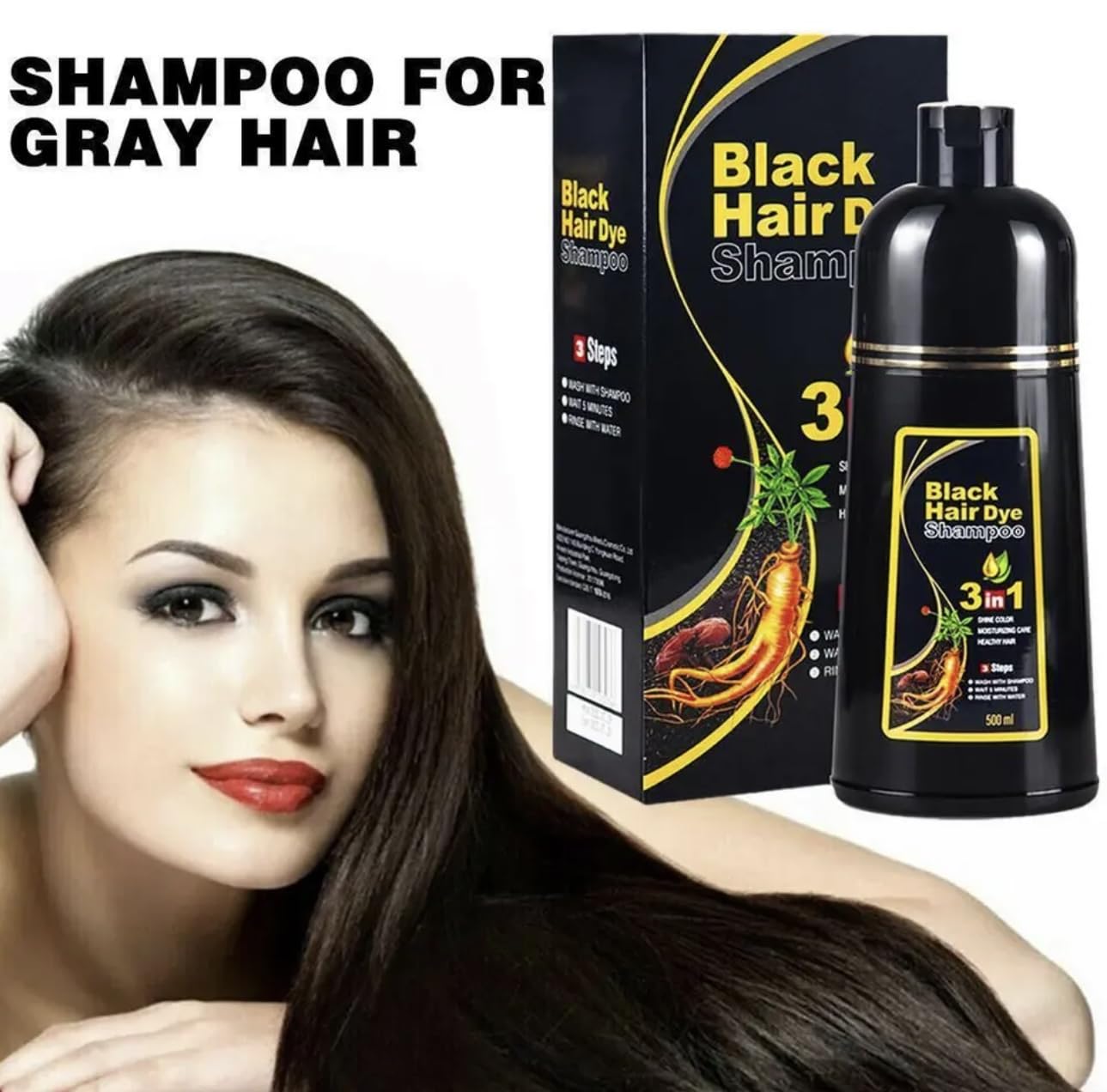 Hair Dye Color Shampoo – 7 Colors Available, 500mL Each (Purple) | Instant 5-Minute Color