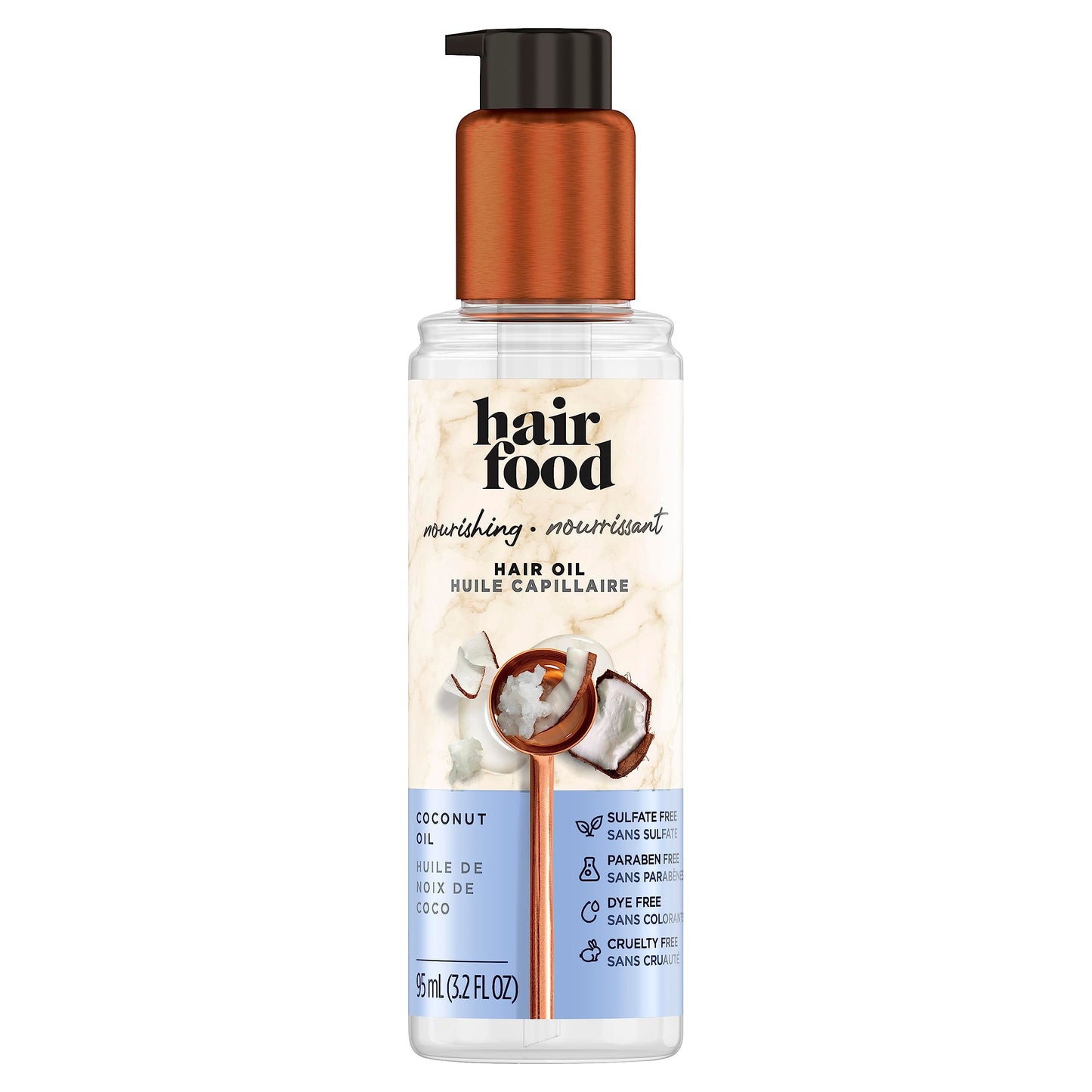 Hair Food Coconut Sulfate Free Hair Oil – Dye Free, Smoothing & Nourishing Treatment, 3.2 fl oz