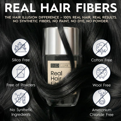 Hair Illusion Black Real Hair Fibers for Thinning Hair – 18g