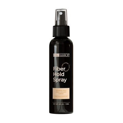 Hair Illusion Brown Real Hair Fibers & Fiber Holding Spray Bundle – 100% Real Hair, Natural Coverage (38 g)