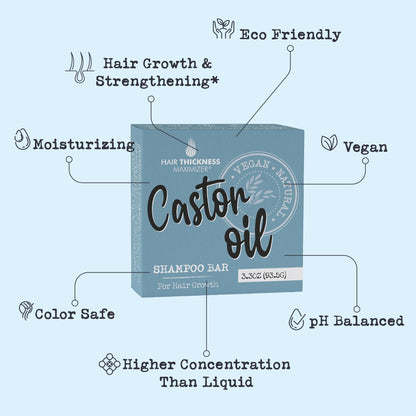 Hair Thickness Maximizer Castor Oil Shampoo Bar for Hair Growth – Eco-Friendly & Color Safe