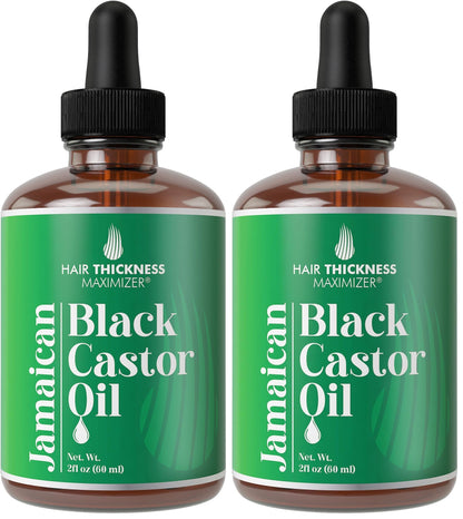 Hair Thickness Maximizer Jamaican Black Castor Oil for Hair Growth – Vegan & Unscented 2oz Serum (Pack of 2)