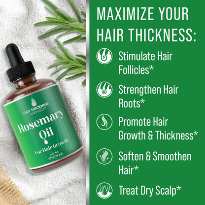 Hair Thickness Maximizer Rosemary Oil for Hair Growth — Vegan 1oz Serum for Women & Men