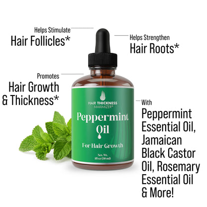 Peppermint Hair Growth Oil 1oz - Hair Thickness Maximizer