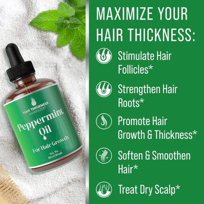 Peppermint Hair Growth Oil 1oz - Hair Thickness Maximizer