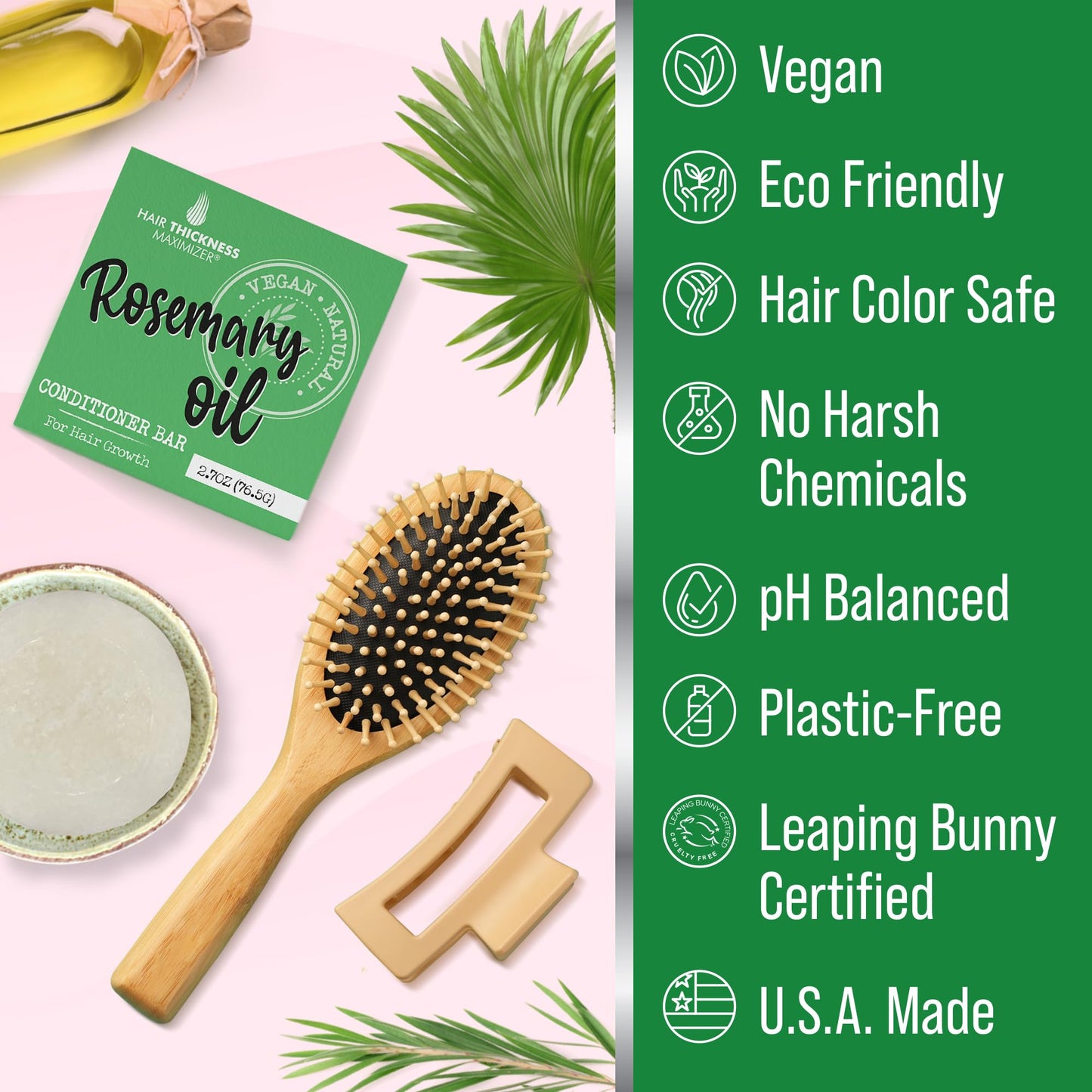 Hair Thickness Maximizer Rosemary Oil Conditioner Bar – Eco-Friendly, Vegan, Plastic-Free