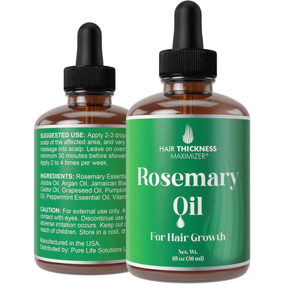 Hair Thickness Maximizer Rosemary Oil for Hair Growth — Vegan 1oz Serum for Women & Men