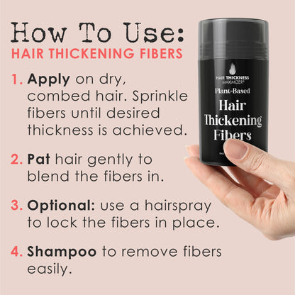 Hair Thickness Maximizer Hair Fibers for Thinning Hair — Plant-Based, Instant Coverage for Women & Men | Non-Itchy, Easy Washout (Medium Brown)