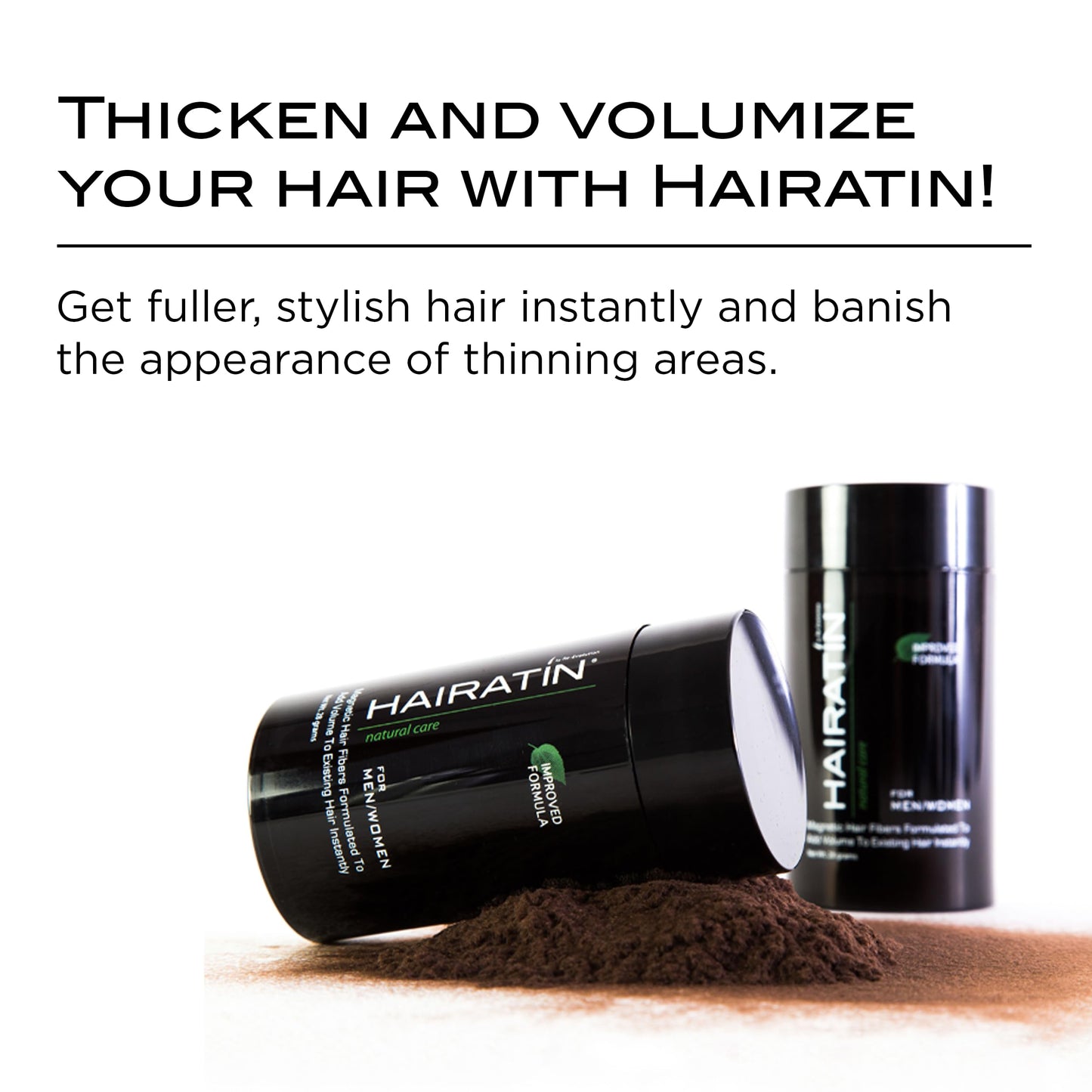 HAIRATIN Building Fibers for Thinning Hair – Medium Brown, 28G | Instant Fuller Look