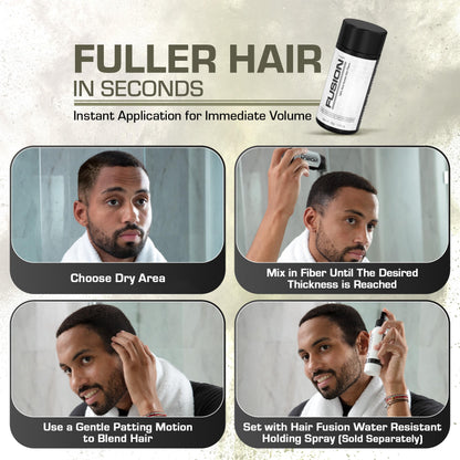 HAIRFUSION Hair Fibers for Thinning Hair - Real Human Hair, 0.42 Oz, Conceal Bald Spots & Root Touch Up