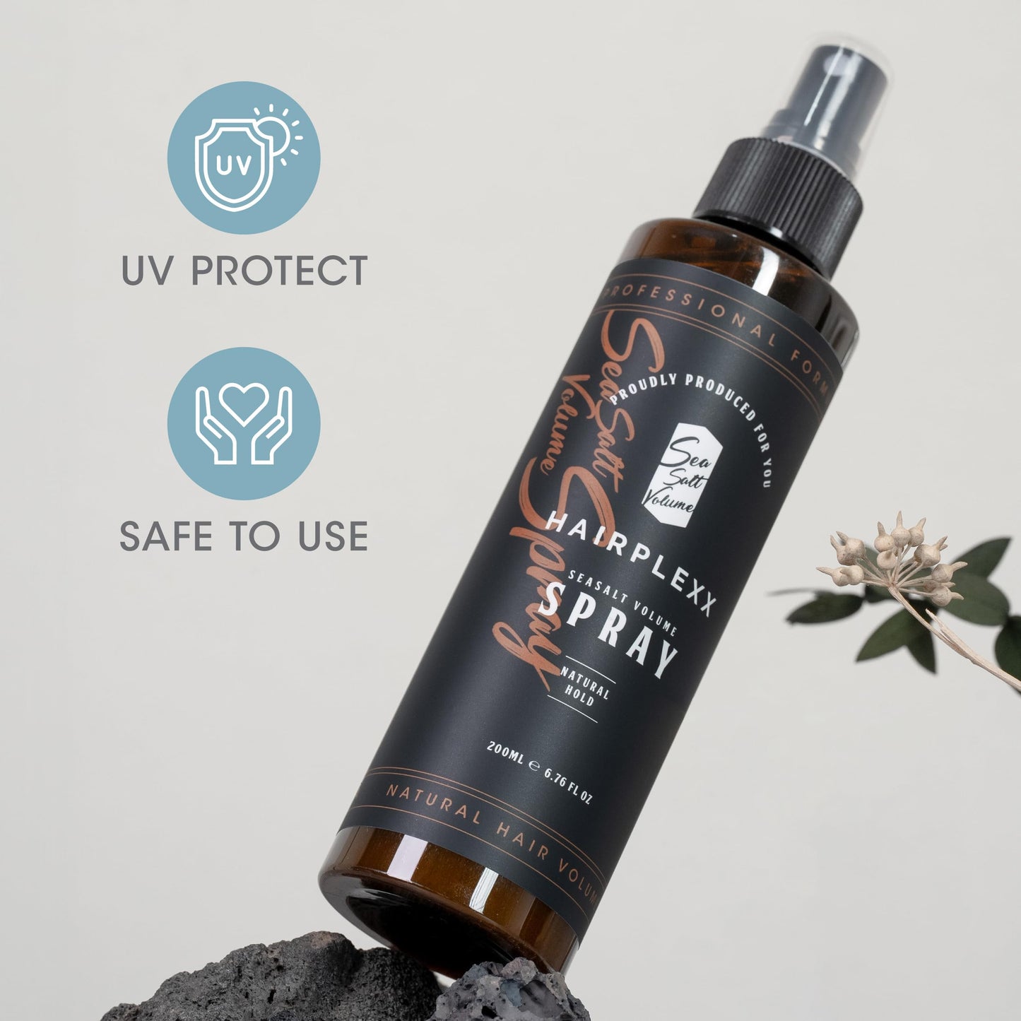 Hairplexx Sea Salt Volume Hair Spray – Natural Thickening, Matte Finish, UV Protection, Paraben Free (6.76 oz, Ocean Fresh)