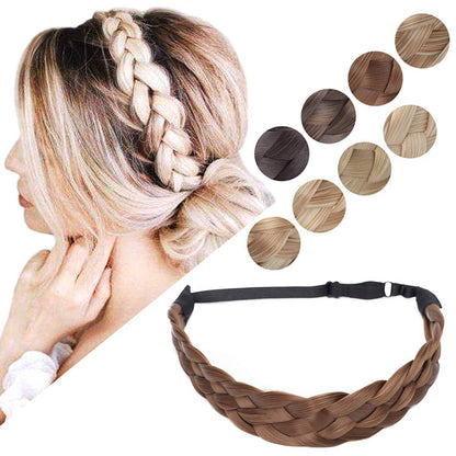 Hairro Braided Headband – 5-Strand Synthetic Plait, 50g, #12 Light Brown (Girls & Women)