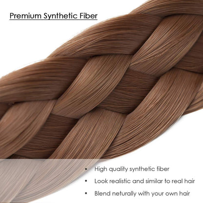 Hairro Braided Headband – 5-Strand Synthetic Plait, 50g, #12 Light Brown (Girls & Women)