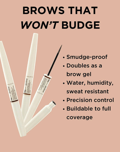 HALEYS Precision Brow Pen (Taupe) — 2-in-1 Definition + Hold, 16HR Matte Brow