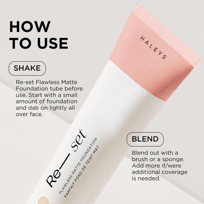 HALEYS Re-set Full Coverage Matte Foundation – Vegan, Oil-Free, Long-Lasting