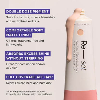 HALEYS Re-set Full Coverage Matte Foundation – Vegan + Cruelty-Free, Oil-Free