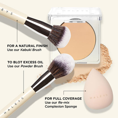 HALEYS Re-cover Pressed Powder Foundation – Medium to Full Coverage, Oil Control, Soft Matte Finish, Shade 3.25