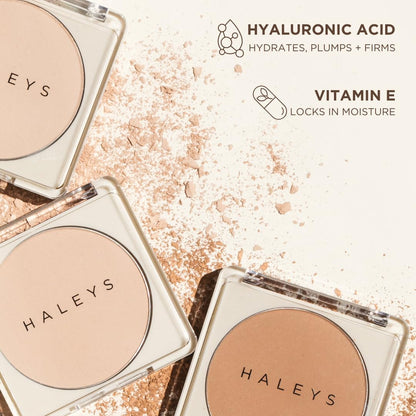 HALEYS Re-cover Pressed Powder Foundation – Medium to Full Coverage, Oil Control, Soft Matte Finish, Shade 3.25