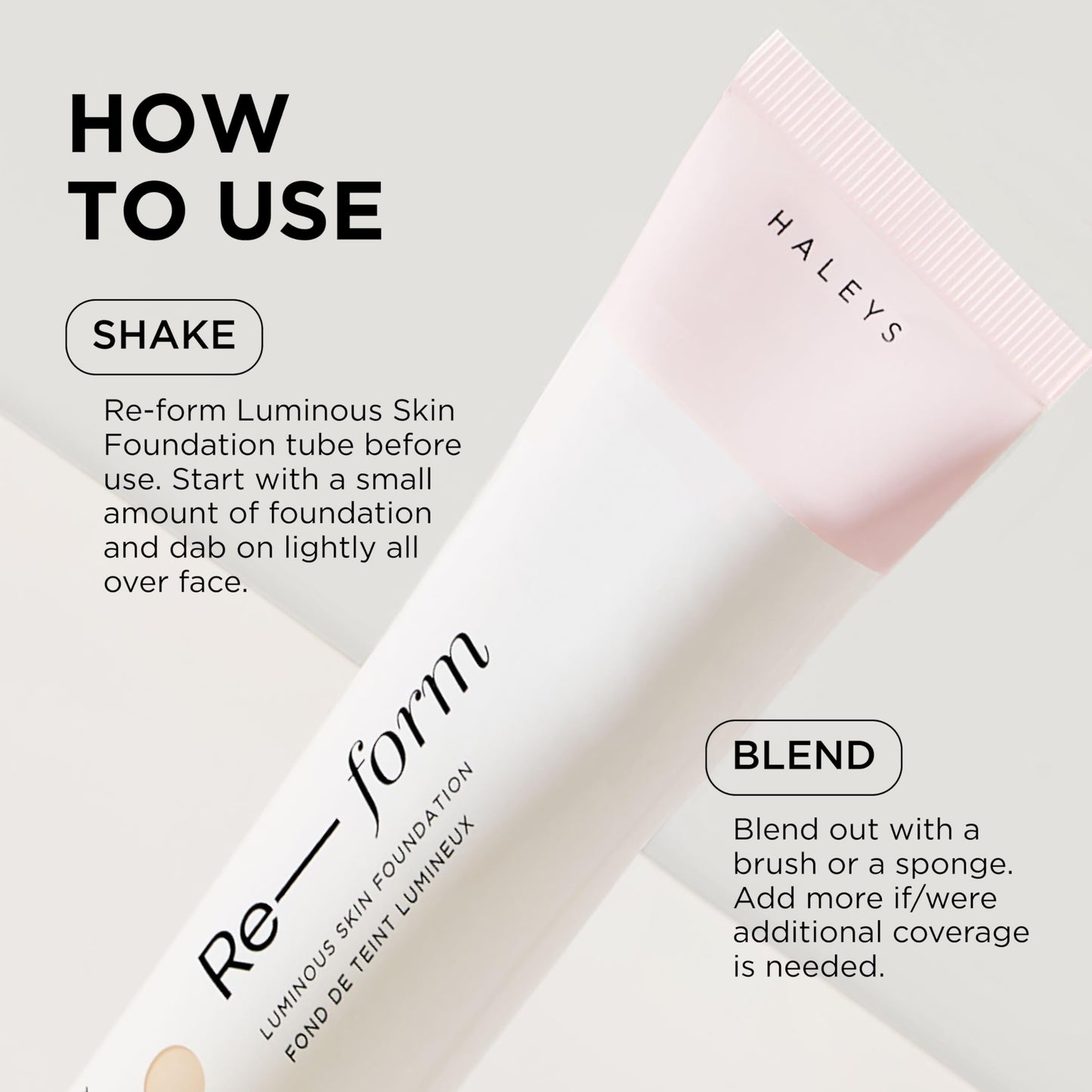HALEYS Re-form Luminous Skin Foundation — Vegan, Cruelty-Free, Buildable Coverage, Oil-Free, All-Day Wear