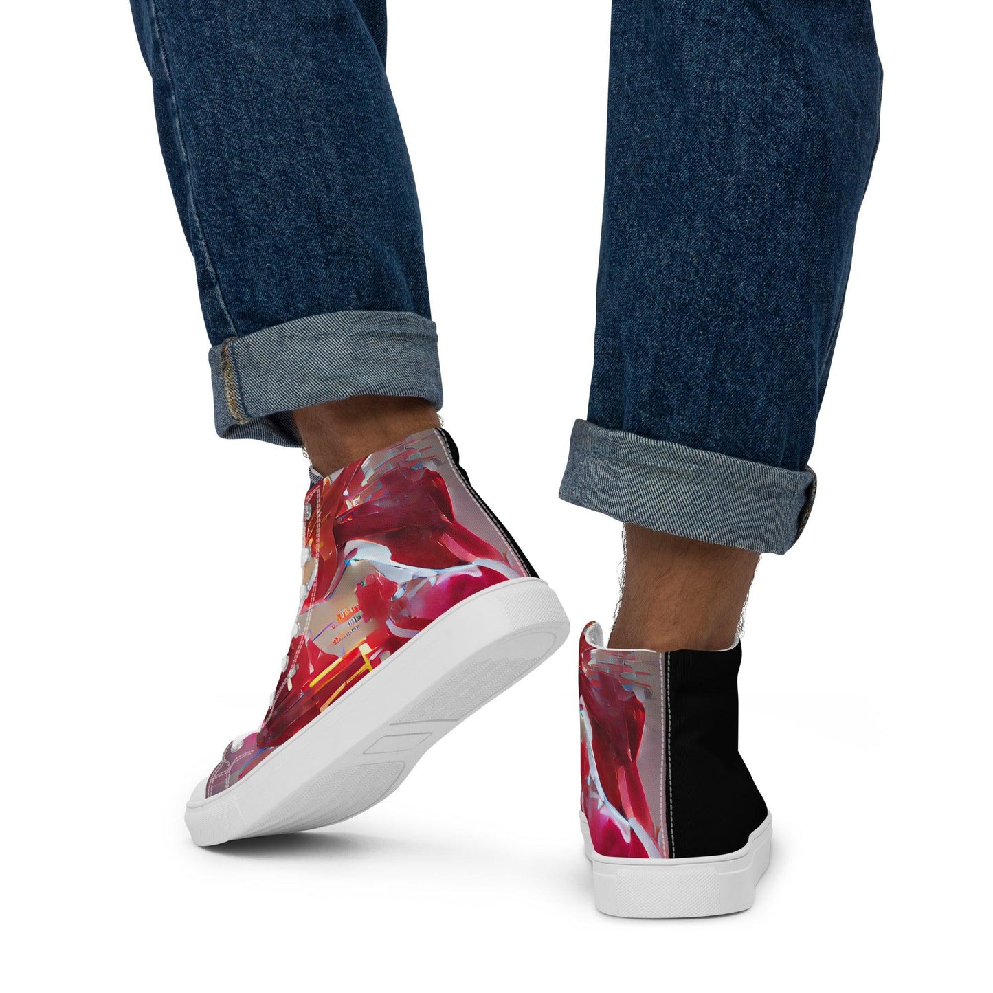 Half Black Half Báijiǔ - Mens High-Top Canvas Shoes