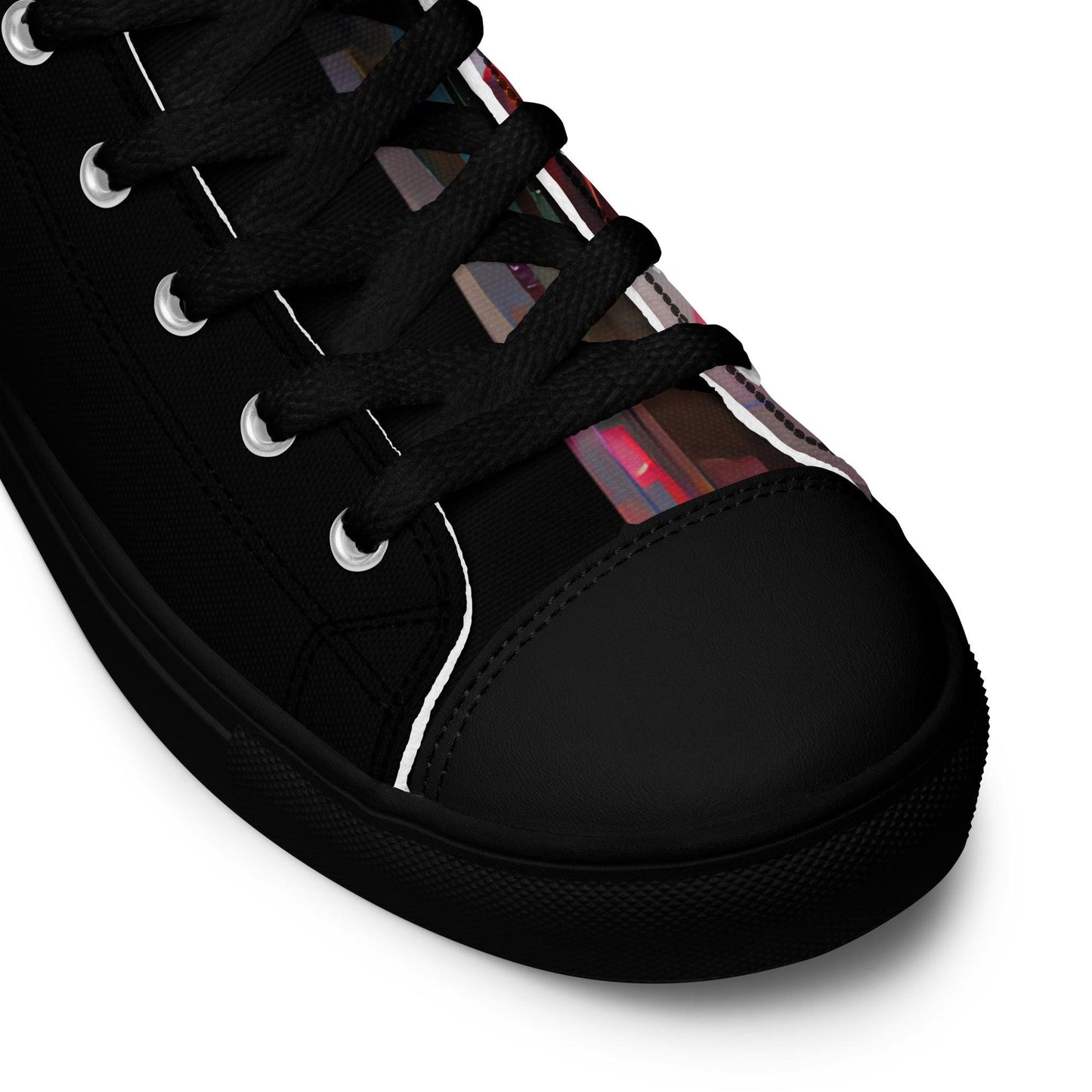 Half Black Half Báijiǔ - Mens High-Top Canvas Shoes