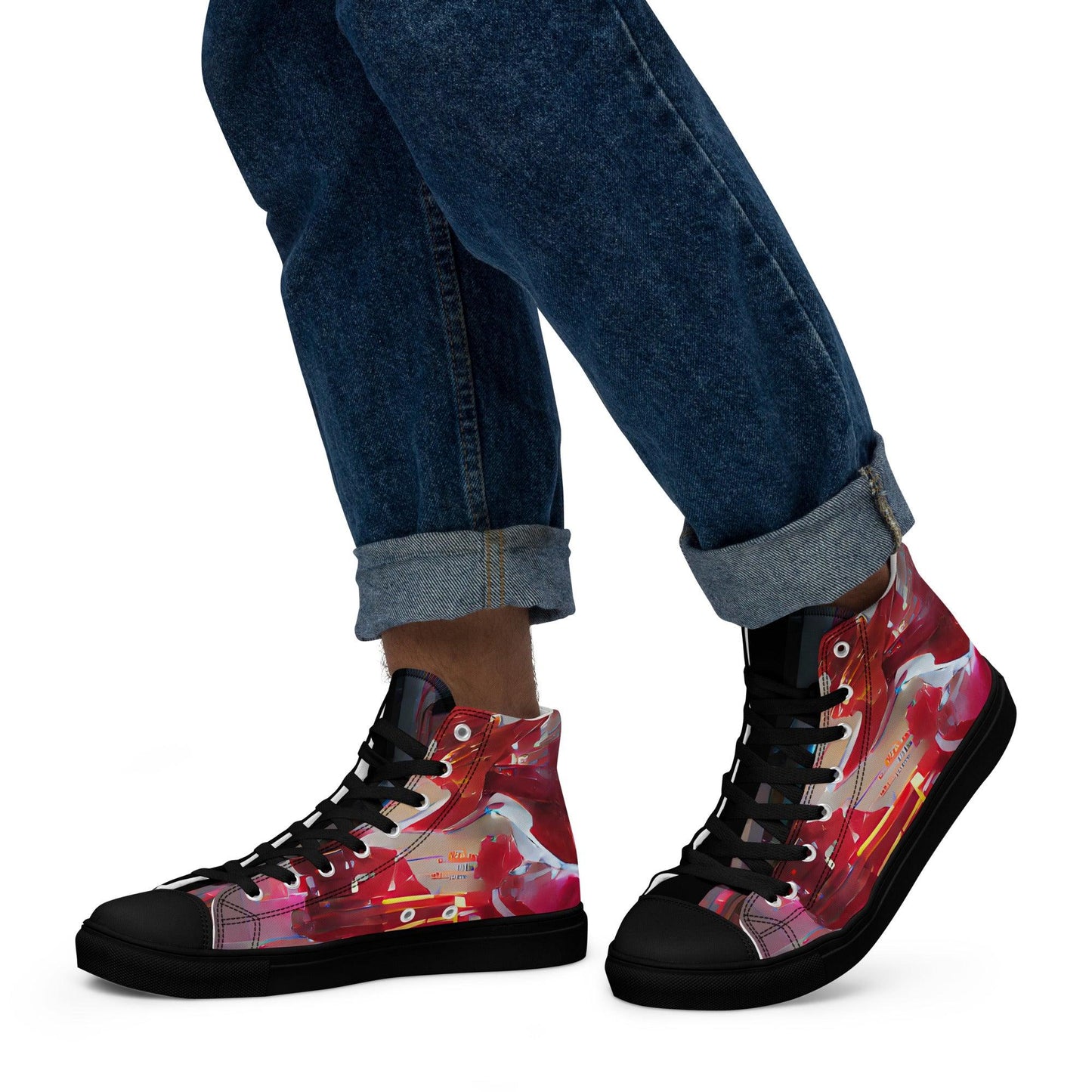 Half Black Half Báijiǔ - Mens High-Top Canvas Shoes