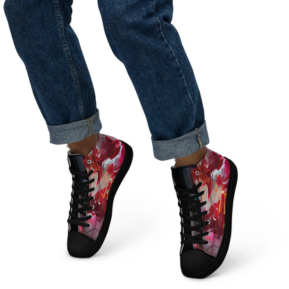 Half Black Half Báijiǔ - Mens High-Top Canvas Shoes