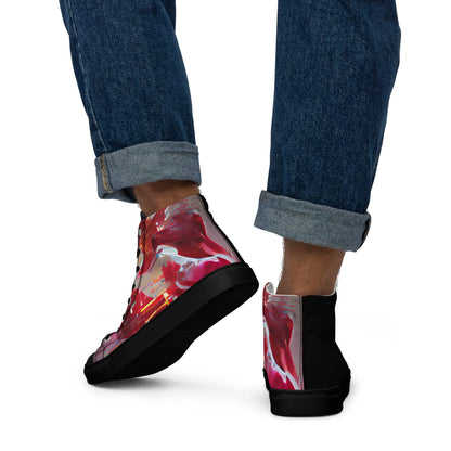 Half Black Half Báijiǔ - Mens High-Top Canvas Shoes