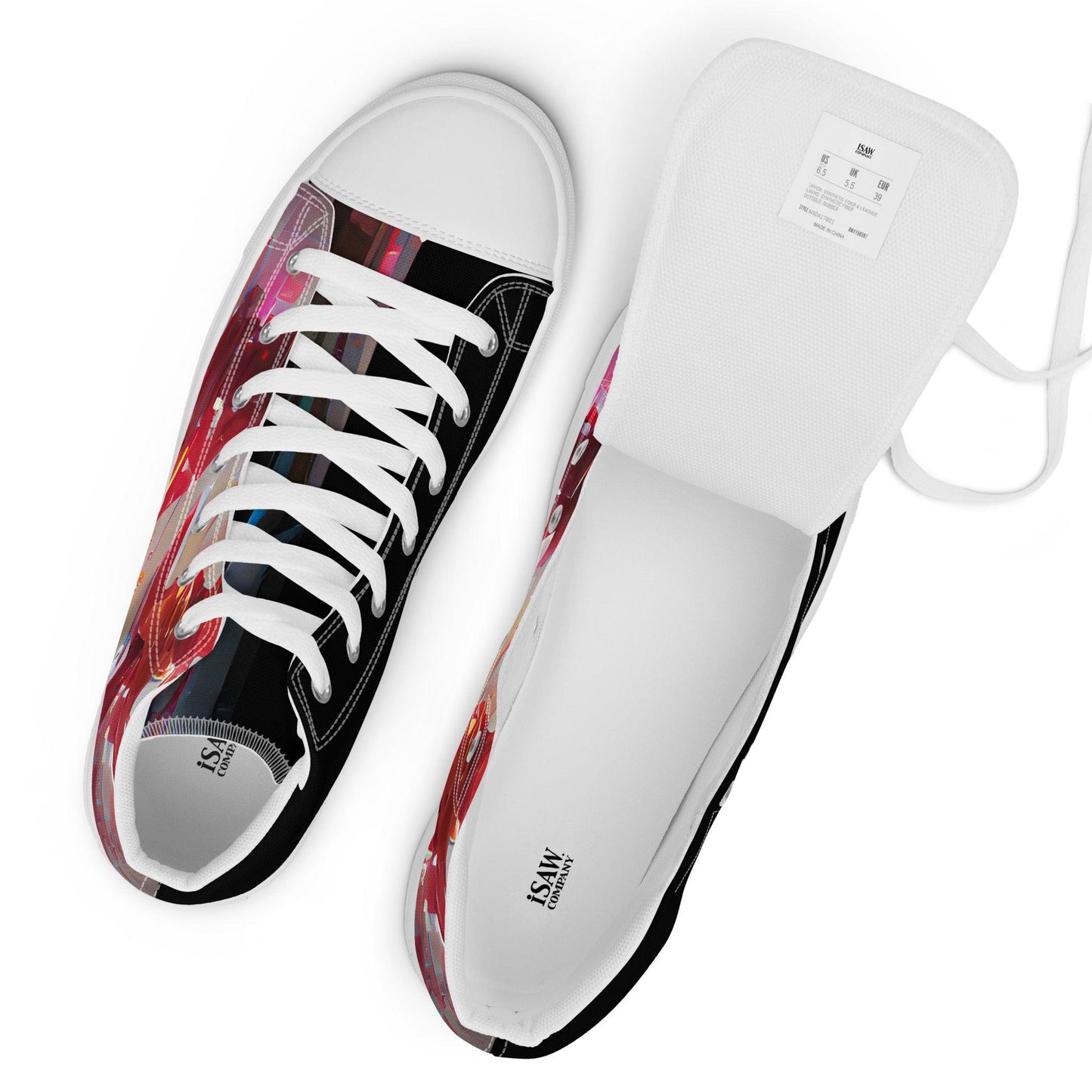 Half Black Half Báijiǔ - Mens High-Top Canvas Shoes