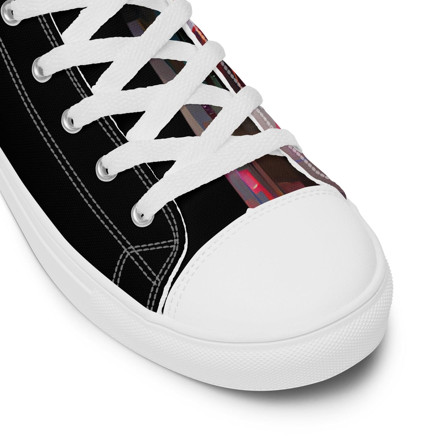 Half Black Half Báijiǔ - Mens High-Top Canvas Shoes