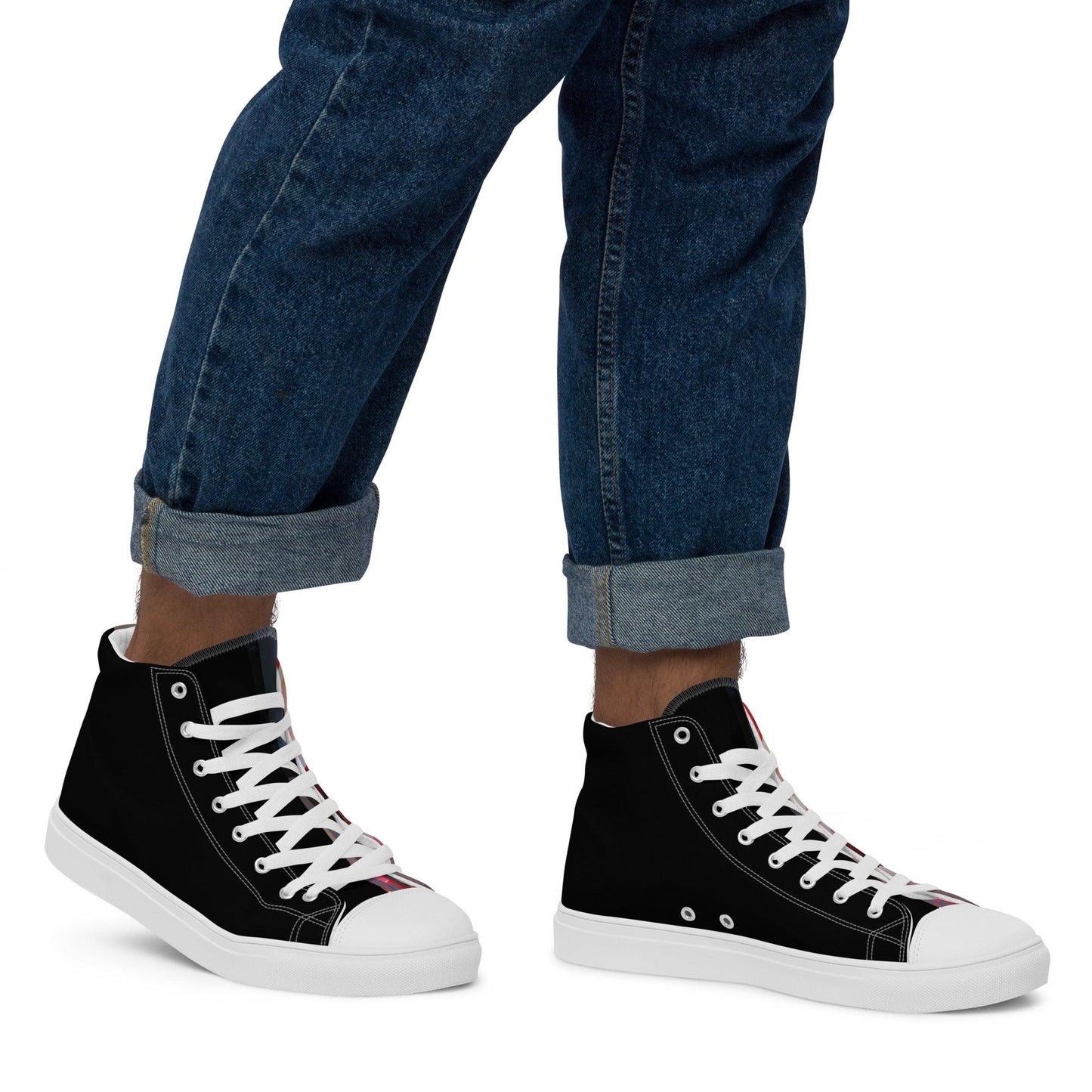 Half Black Half Báijiǔ - Mens High-Top Canvas Shoes