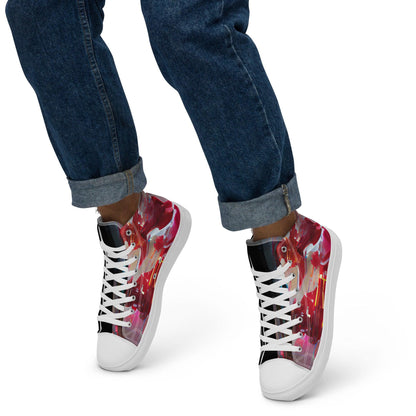 Half Black Half Báijiǔ - Mens High-Top Canvas Shoes
