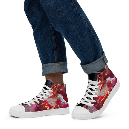 Half Black Half Báijiǔ - Mens High-Top Canvas Shoes