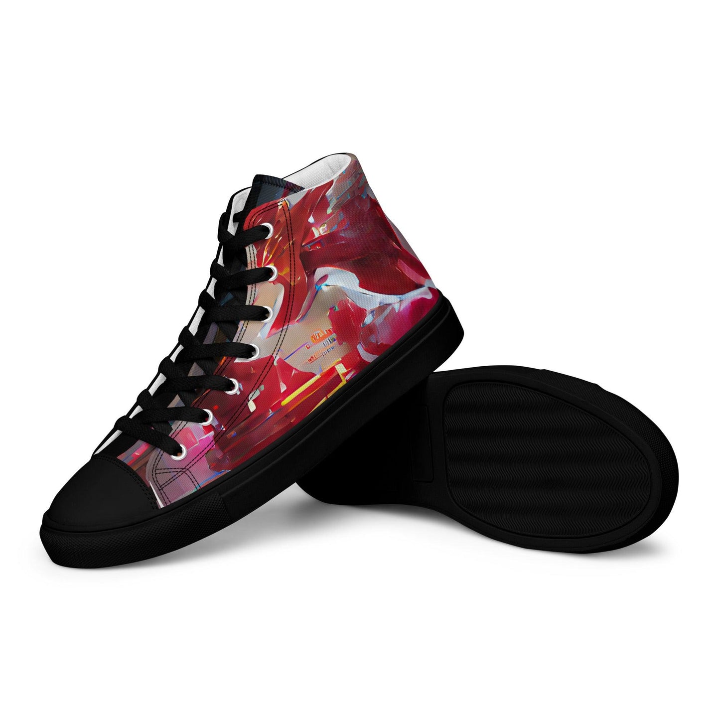 Half Black Half Báijiǔ - Womens High-Top Canvas Shoes